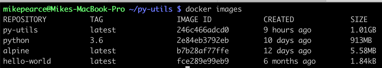 result of a docker build