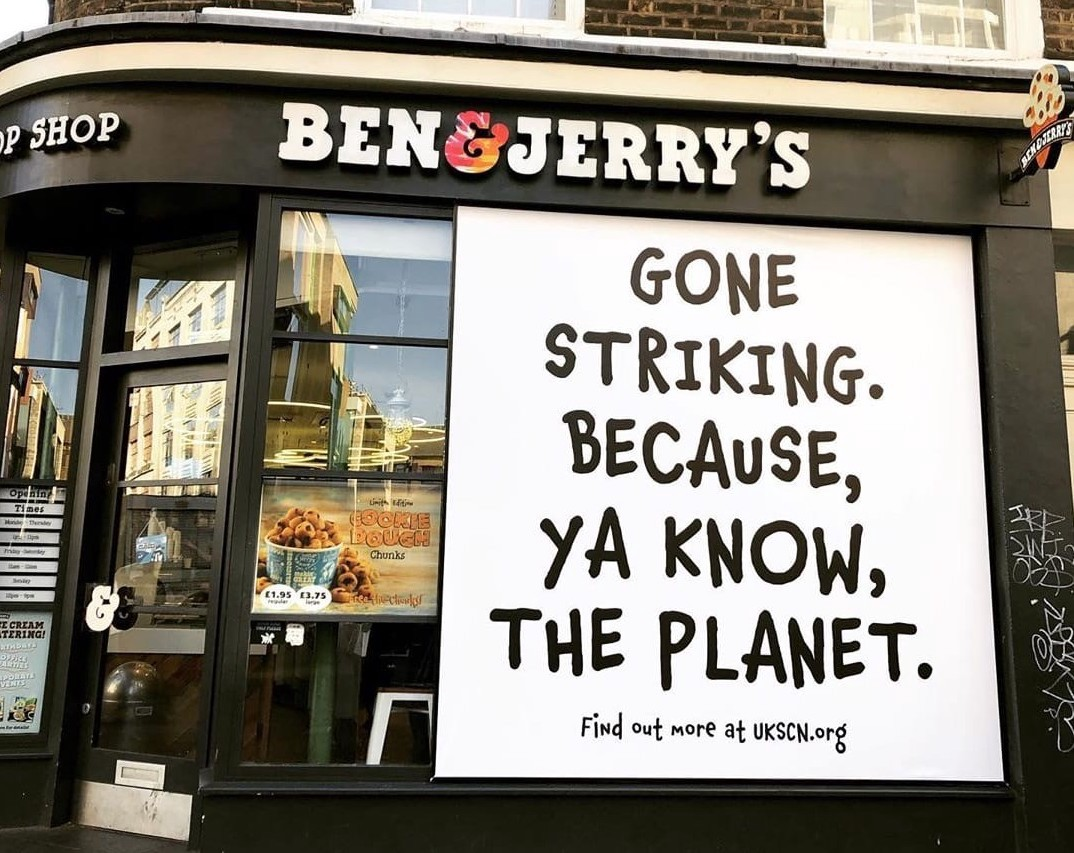 A Ben and Jerry's store window