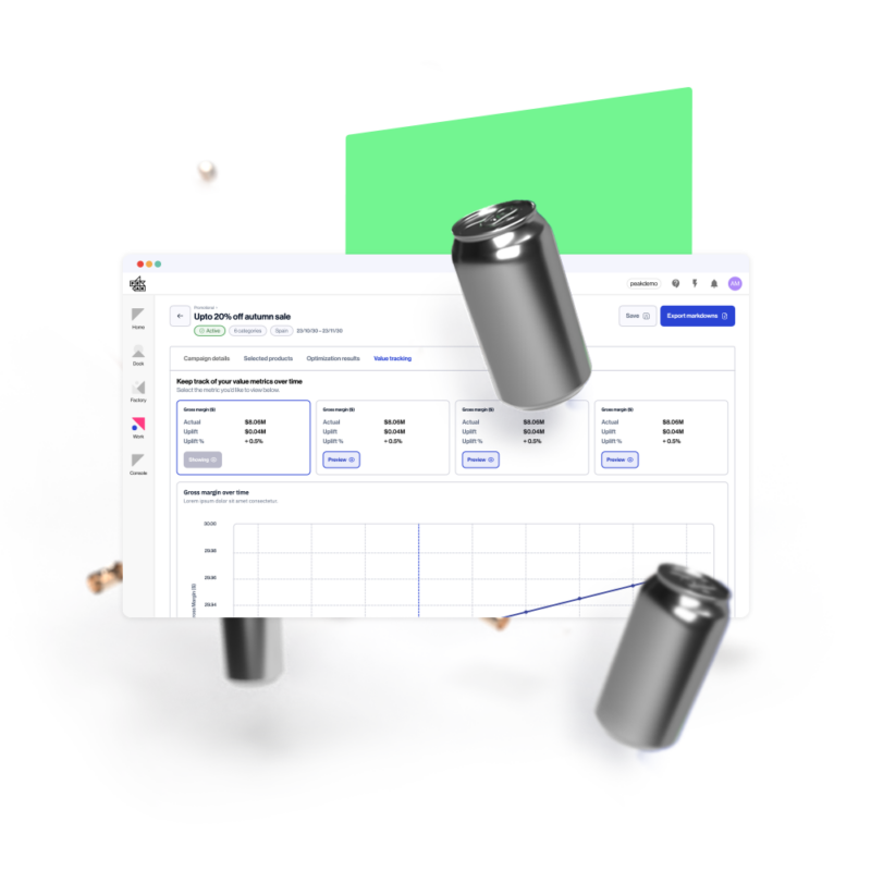 Cans in front of Peak's Markdown application
